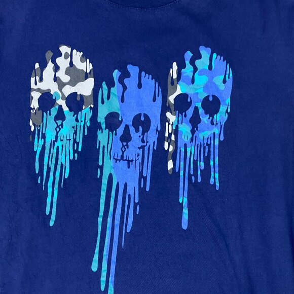 Robert Graham T Shirt Men's Medium Blue Dripping Skull Melting Skulls Cotton - Picture 2 of 7
